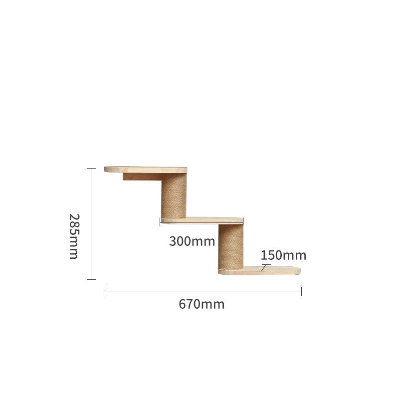 Katzen-Kletterwand aus Massivholz – modulares Wandregal-System