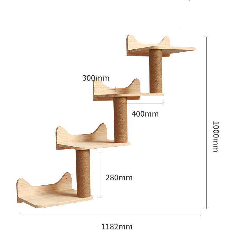 Katzen-Kletterwand aus Massivholz – modulares Wandregal-System