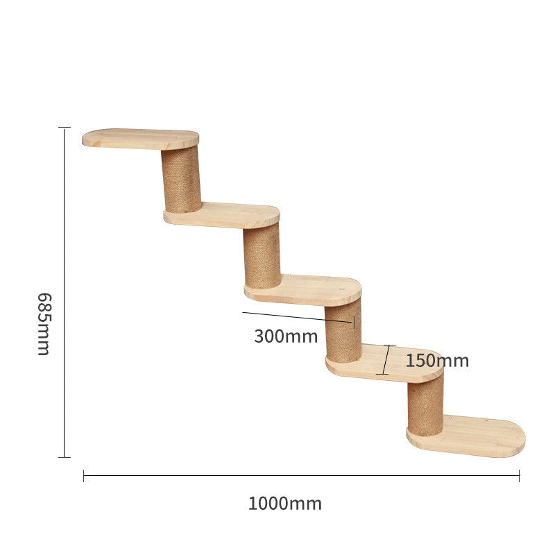 Katzen-Kletterwand aus Massivholz – modulares Wandregal-System