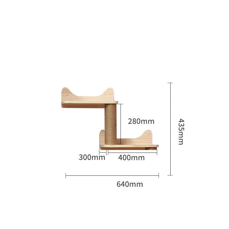 Katzen-Kletterwand aus Massivholz – modulares Wandregal-System