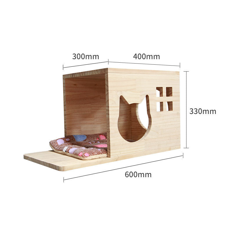 Katzen-Kletterwand aus Massivholz – modulares Wandregal-System