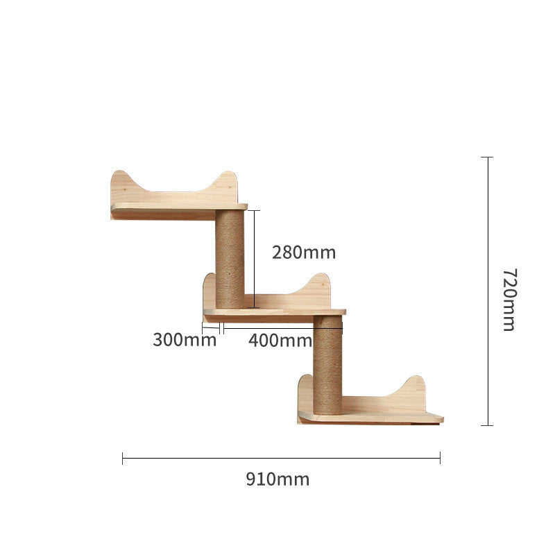 Katzen-Kletterwand aus Massivholz – modulares Wandregal-System
