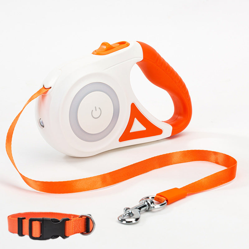 Einziehbare Hundeleine mit Halsband – mit Bremse und Schloss
