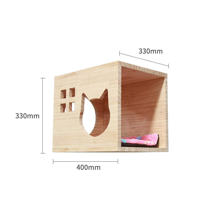 Katzen-Kletterwand aus Massivholz – modulares Wandregal-System
